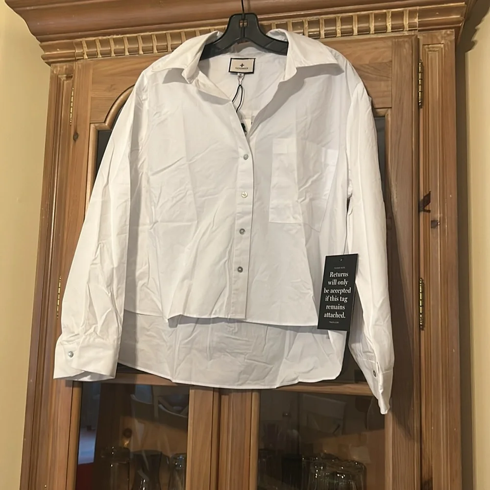 White Mara Cropped Button Down - Picture 6 of 11